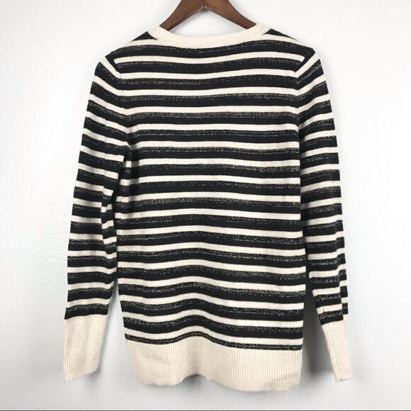 LOFT Lurex Shimmer Striped Crew Neck Cuffed Sweater - Picture 4 of 6